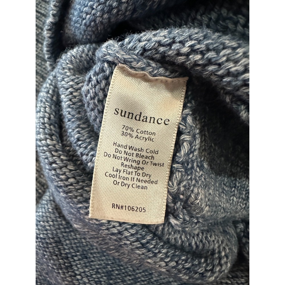 Sundance Blue Marl Knit Dolman Curved Hem Pullover Sweater Ribbed L Oversized - Picture 8 of 12